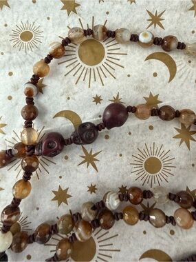 Chan Luu Brown and Cream Agate Bead Necklace